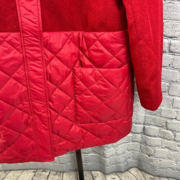 Dennis Basso Mixed Media Quilted Jacket with Hood Red Size 1X Winter Coat - Picture 8 of 8